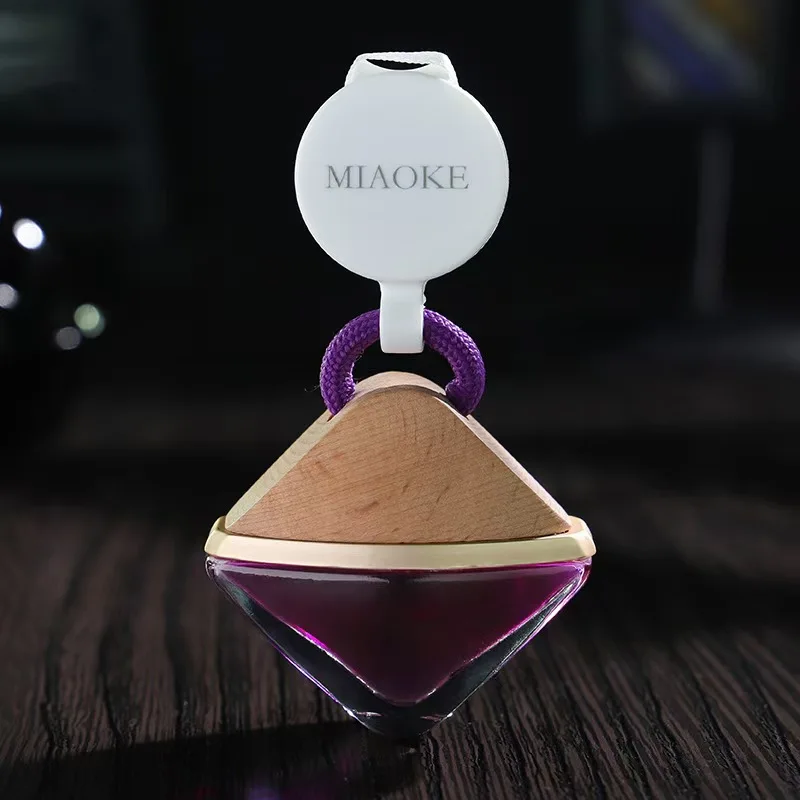 6ml  8ml  10ml Wooden Cap Car Air Purifier Stylish Hanging Perfume Diffuser Bottle for Car Air Freshening and Aromatherapy