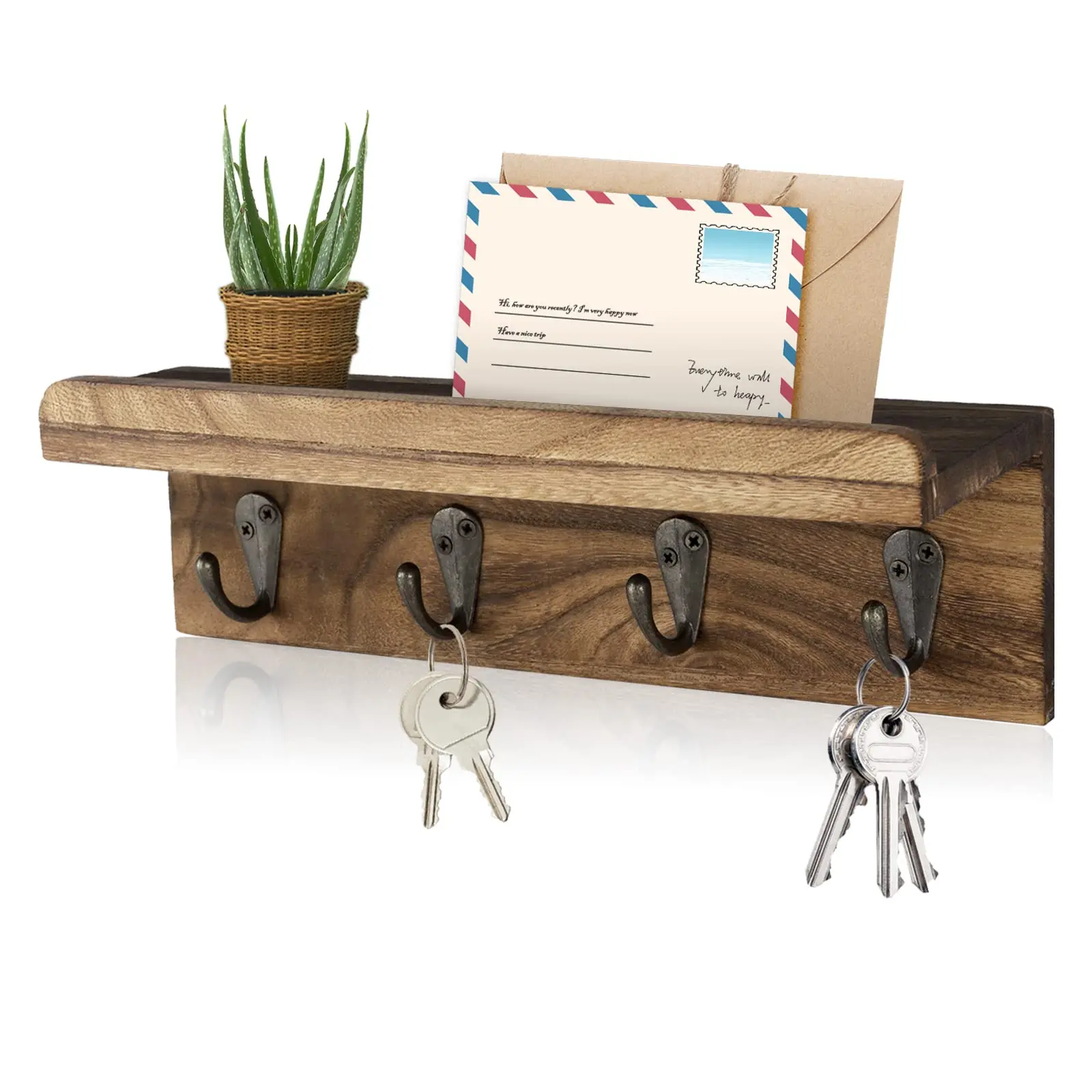 custom high quality Living room wall mounted shelves wooden Storage Holders Folding Key wooden key rack
