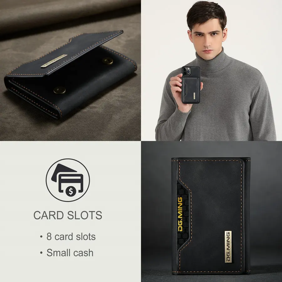 Mobile Phone & Accessories 2022 Top Hot Selling Universal Wallet Cards Phone Bags for iPhone 13 Leather Muti-Cards Magnet Back