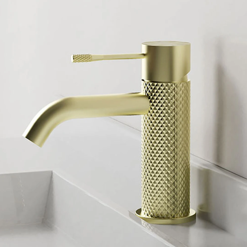 modern bathroom copper mixer tap luxury brushed gold torneira banheiro brass knurled body faucet for face hand wash basin