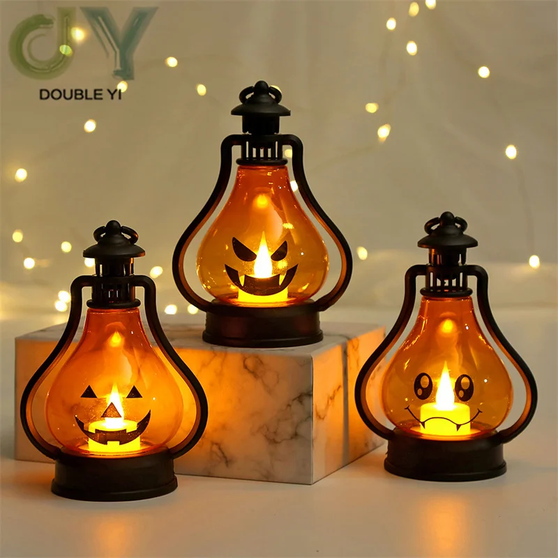LED Halloween Pumpkin Ghost Lantern Lamp DIY Hanging Scary Candle Light Home Horror Props Kids Toy For Wholesale