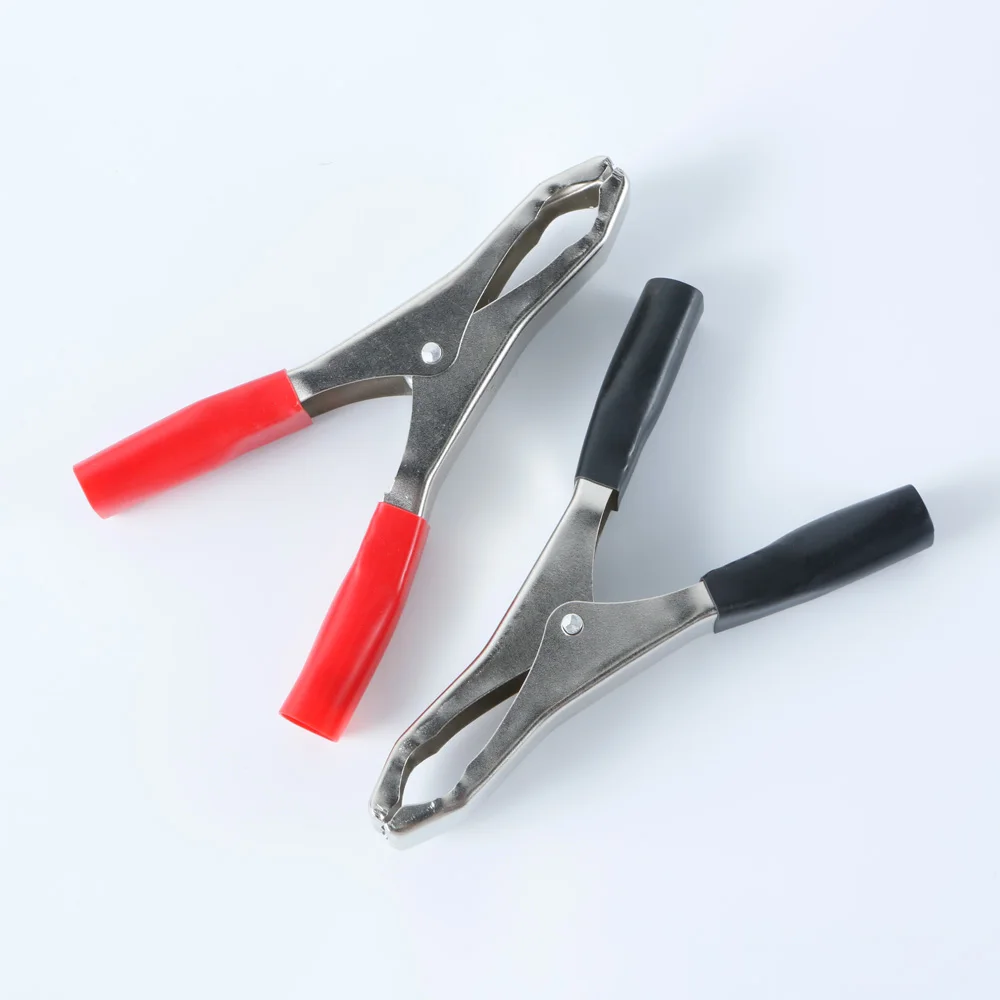 Manufactory Direct 10A 100MM Clamp Crocodile Battery With Safety Black/Red PVC Boot Zinc Plated Steel Insulated Clip Clamps