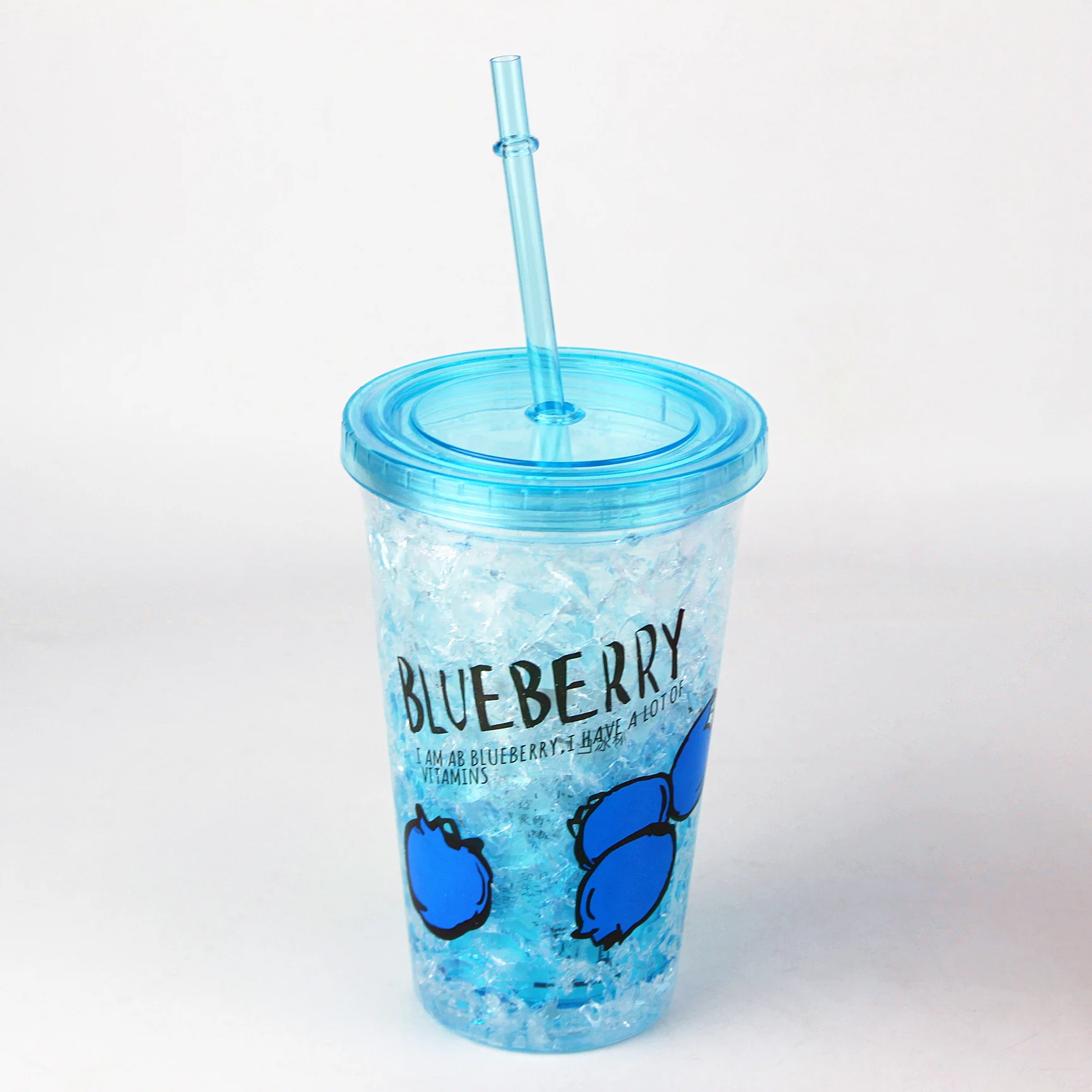 Adult Creative Harajuku Plastic Hand Cup Water Cup, Drop Watermelon Frozen Cup with Straw