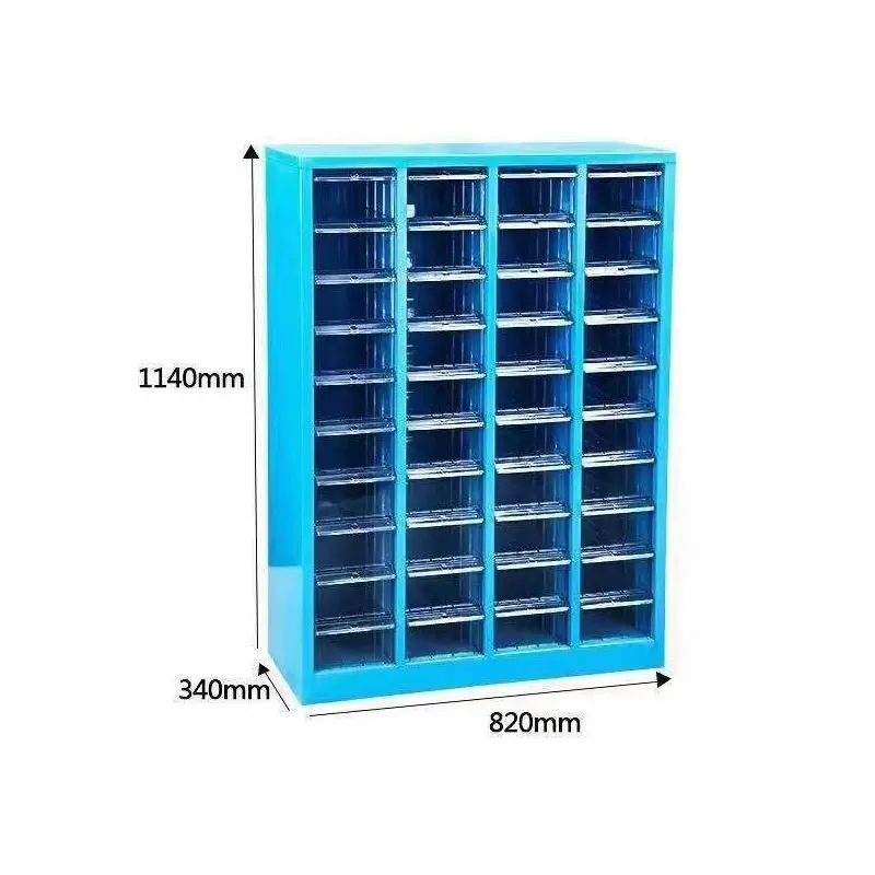 Parts Spare Small Tool 40 Drawers Storage Cabinet Industrial Furniture Blue Metal Directory Wooden Frame Silver Tool Chest 5pcs