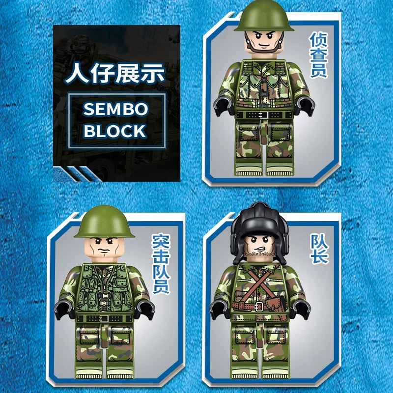 SEMBO Military Tank Model Building Blocks WW2 Helicopter City Truck Soldier Figures Bricks Toys For Boys