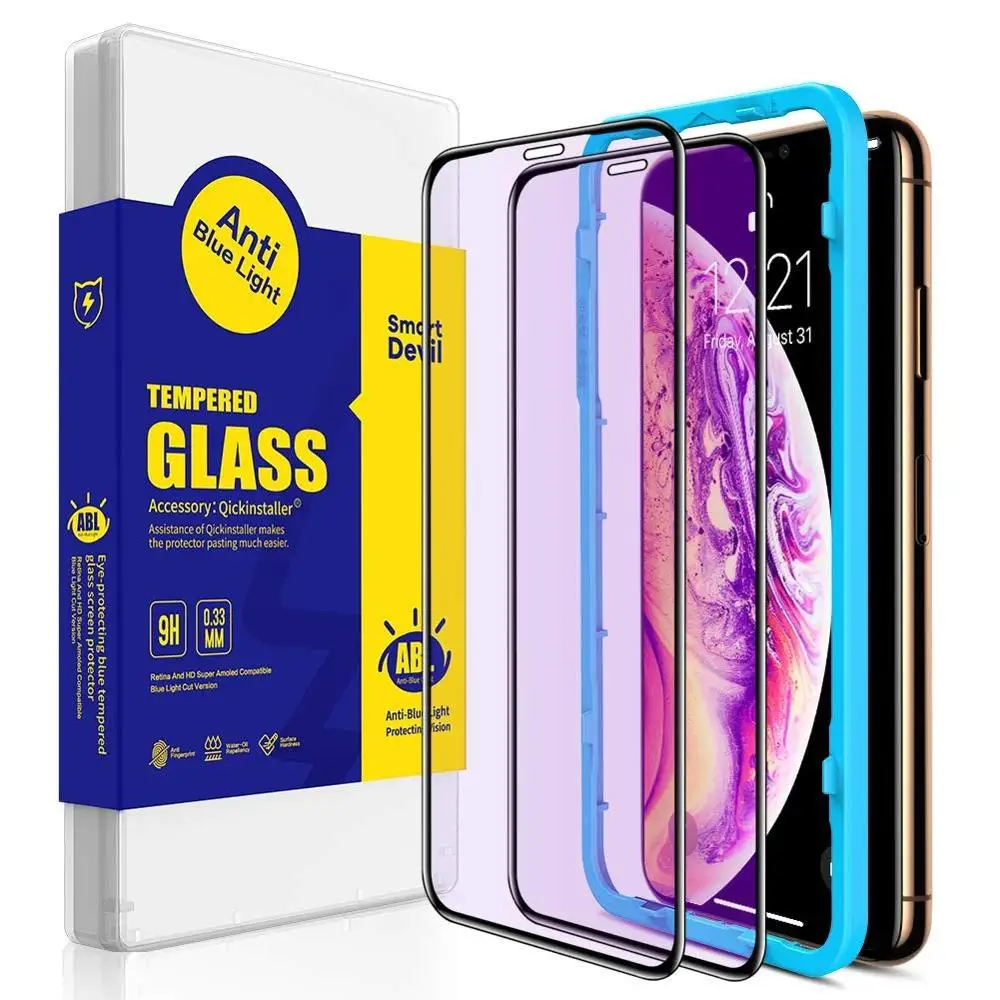 
SmartDevil 2 pack in 1 box Anti-Blue Light Screen Protector for iPhone x/xs tempered glass anti blue light full glass 