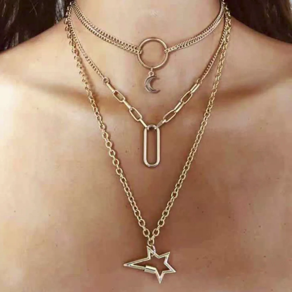 2409YL yida flow fashion multi-layer sweater star moon pendant necklace collarbone chain factory direct sales