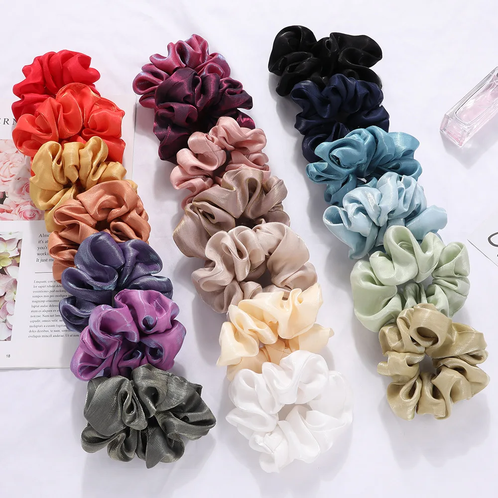 1PC Satin Silk Solid Color Scrunchies Elastic Hair Bands 2019 New Women Girls Hair Accessories Ponytail Holder Hair Ties Rope