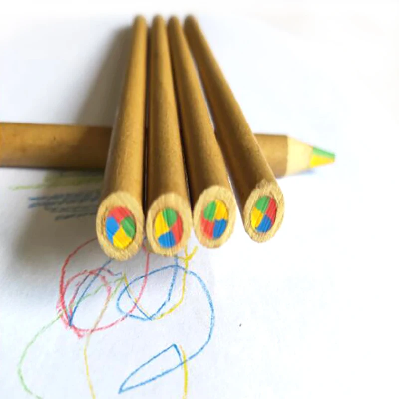 Multi color paper pencil 4 colors in 1 lead rainbow pencil magic color pencil