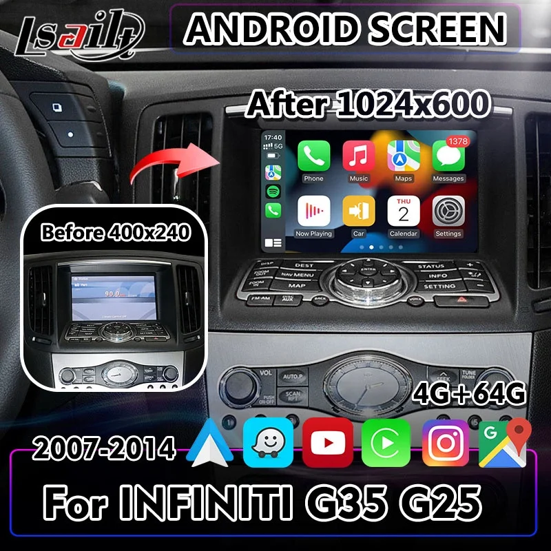 Lsailt 7 Inch Android Car Multimedia Auto Play Interface Screen for Infiniti G25 G35 G37 370Z Skyline 370GT (V36) 2007-2014