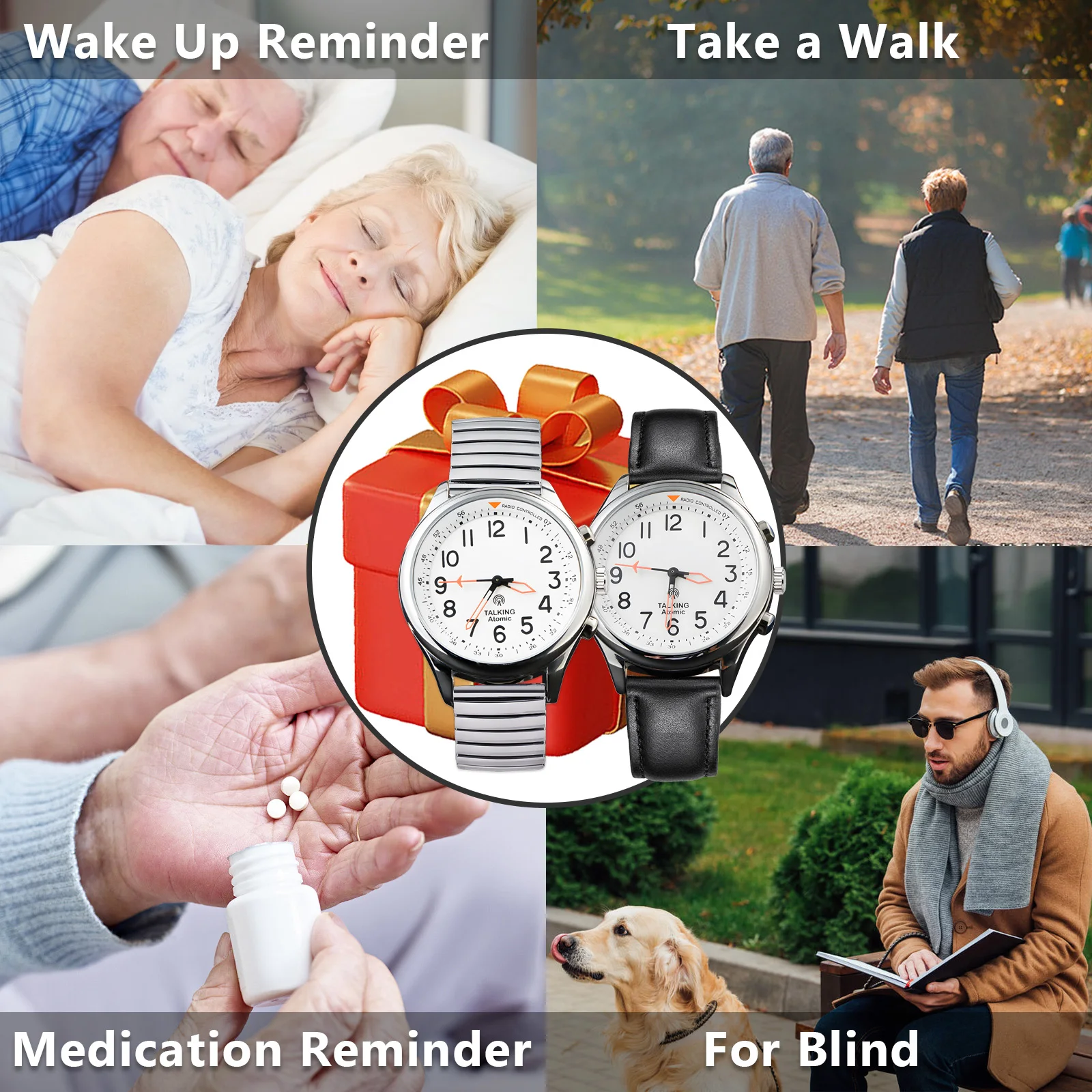 English/German/French Atomic Talking Watch time and date with  Loud voice Alarm watch for Visually Impaired and old people