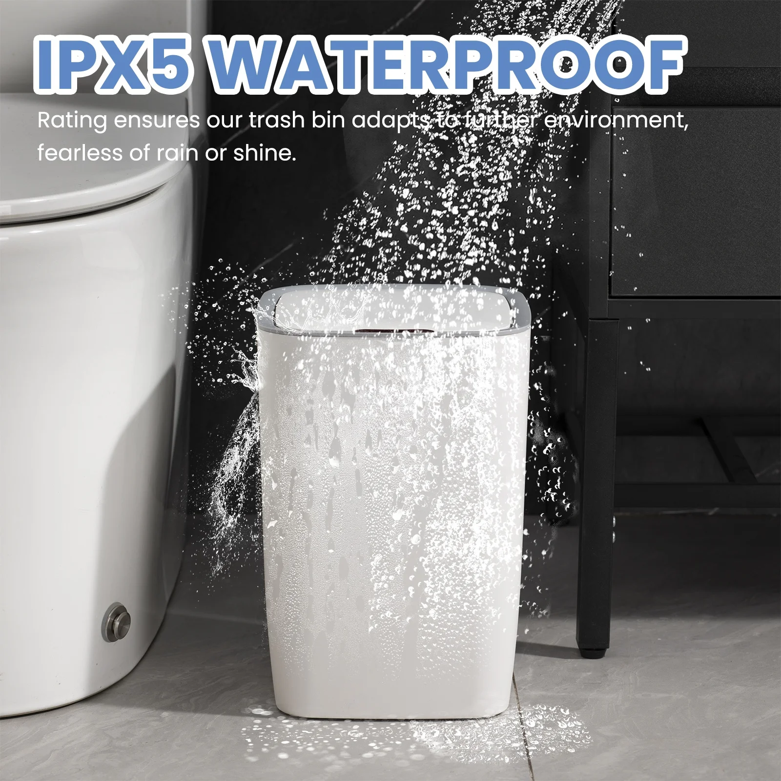 10L Plastic Square Sensor Trash Garbege Bin Table Smart Sensor Waste Bin for Kitchen Restaurant White NINGBO Rectangular 1.2 KG