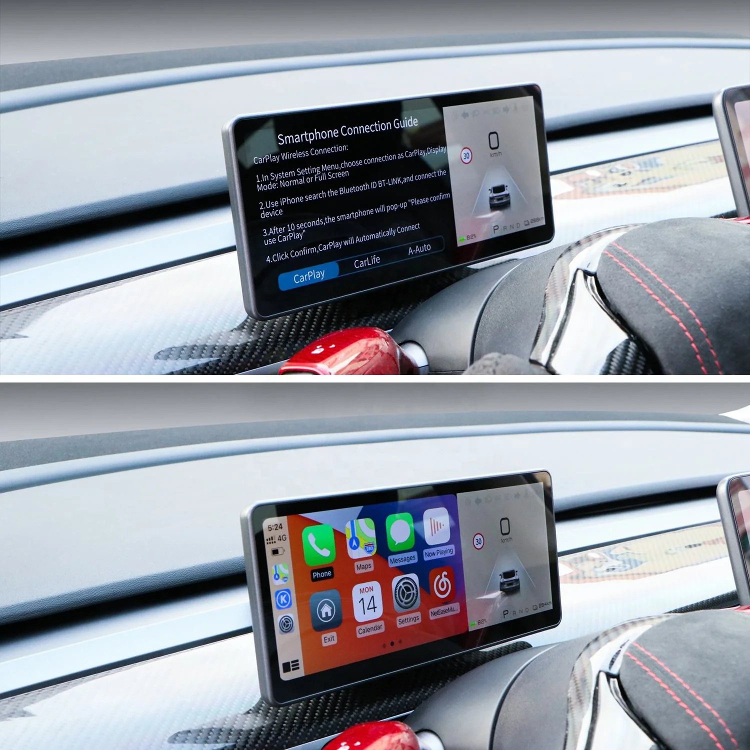 EVbase Head Up Display For Tesla Model 3/Y//S/X Android Auto With GPS Navigation 4G Wifi Radio Stereo