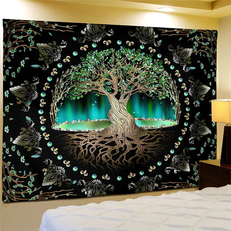 Tree of Life Tapestry Wall Hanging Moon Phase Snake Tapestries Trippy Bohemia Hippie Mushroom Floral for Living Room Bedroom