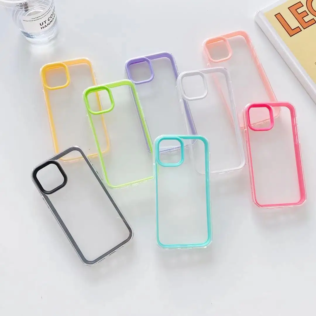 Colorful High Quality TPU PC Phone Frame 3 in 1  Clear Matte  Case,Camera Protection Case For iPhone 12 13 ProMax