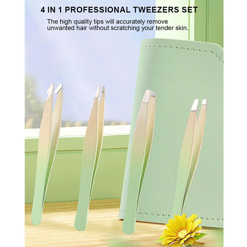 Custom Private Label Eyelash Extension Tweezers Stainless Steel No Gaps Eyebrow Tweezer for Facial Inward Growing Hair Removal