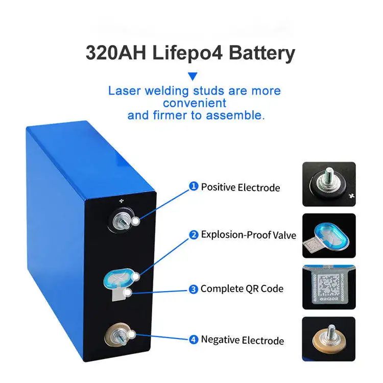320ah  lifepo4 Battery Cells battery bank 320Ah 6500 Cycle 3.2V Rechargeable Battery for High Power Application lifepo4