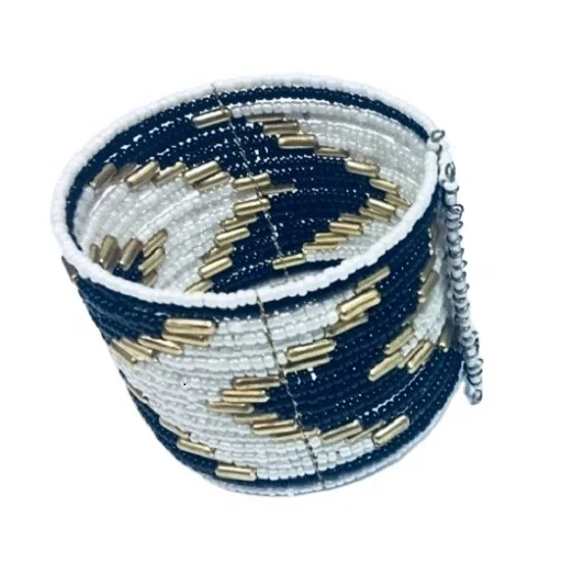 Bohemian Vintage Opening Cuff Charm Seed Bead Bracelet Wholesale for women Fashion Accessories from India.