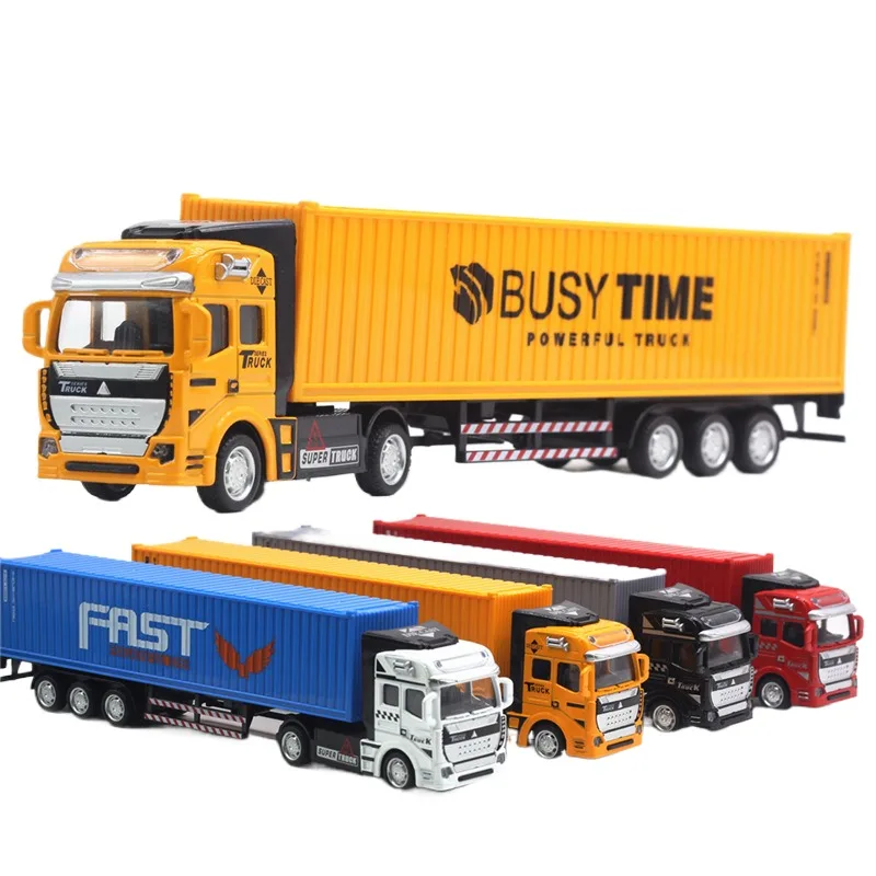 Children diecast toys Alloy Pull-back car Container Oil tank truck Trailer truck model Toy Wholesale