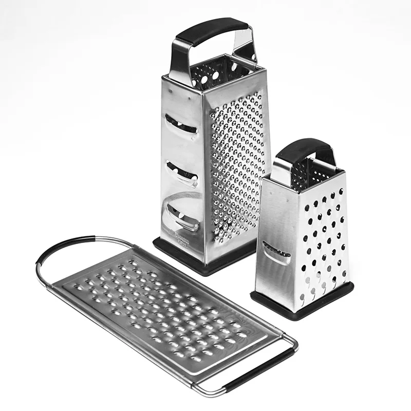 
Professional Set of 3 Stainless Steel 4 Sides Cheese Box Grater 