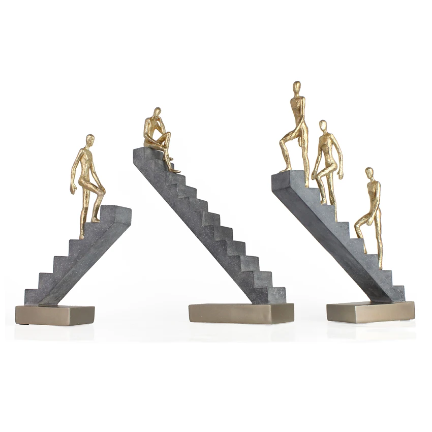 Роскошная лестница из смолы, скульптурная фигурка, украшение для комнаты, аксессуары для офиса, украшение для дома, искусственный античный блеск D