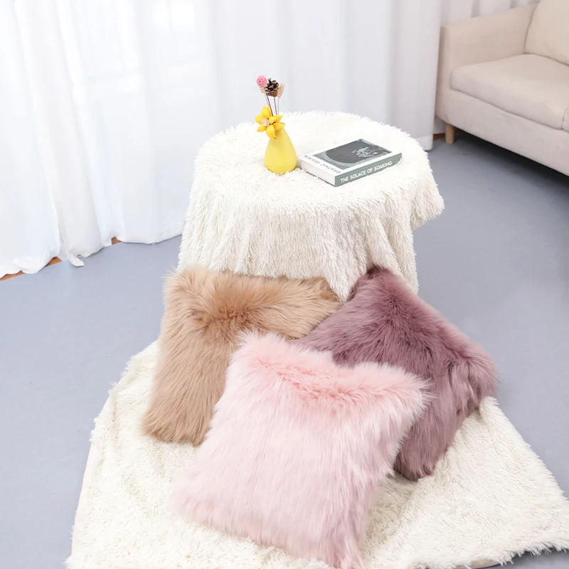 wholesale luxury sofa  Plush Decorative Throw Pillowcase 22x22 pillow covers cheap throw pillow covers faux fur pillow
