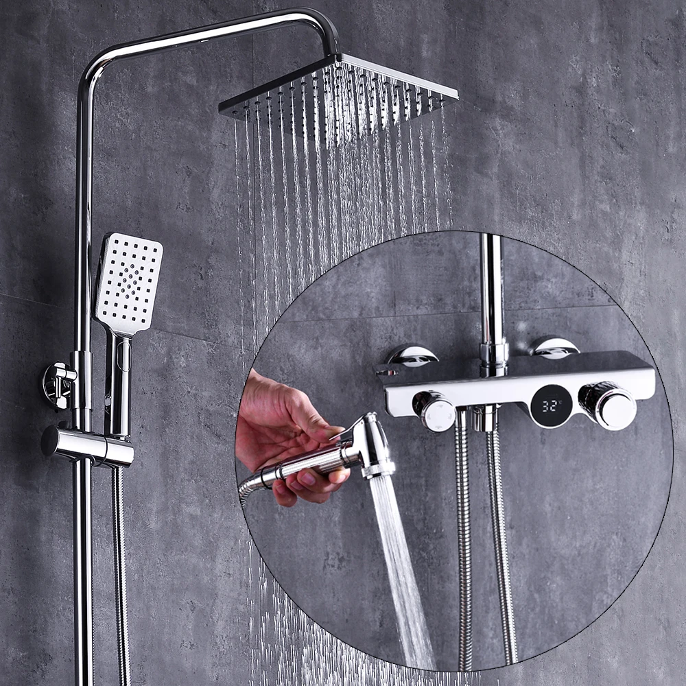 Интеллектуальные Смесители Для ванны и душа с регулируемой температурой цифровым дисплеем