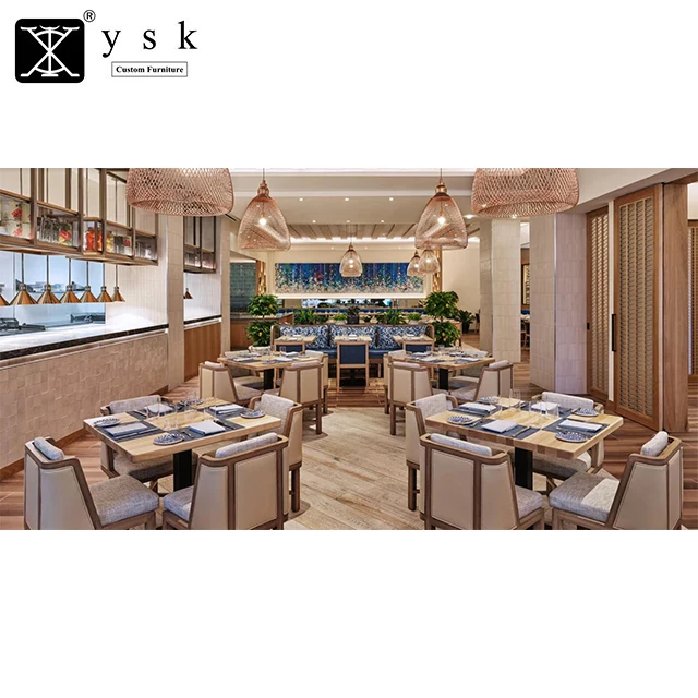 Commercial Furniture Restaurant Wooden Dining Table and Leather Chair Sets RF-598