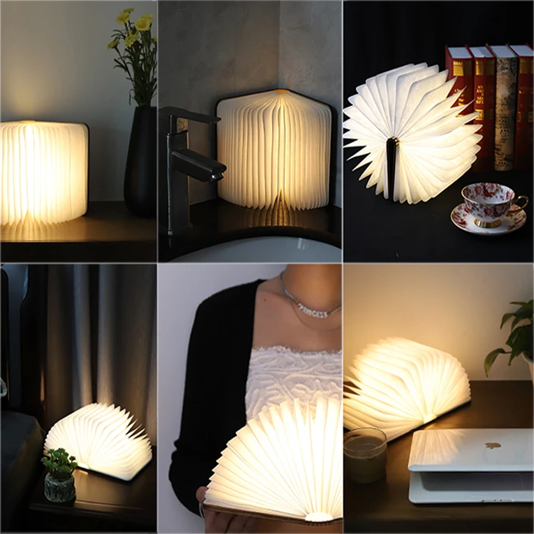  2021 Amazon Top Seller Wood Home Decor Custom Usb Portable Small Magnetic Folding Flexible Book Shaped