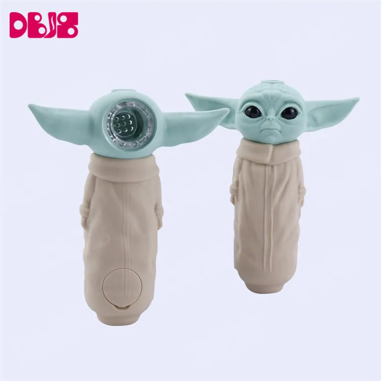 
Silicone Weed Pipes Baby Grogu Tobacco Dabs Smoking Accessories Dried Pipe with Dabber Glass Bowl Smoke Filter Screen 