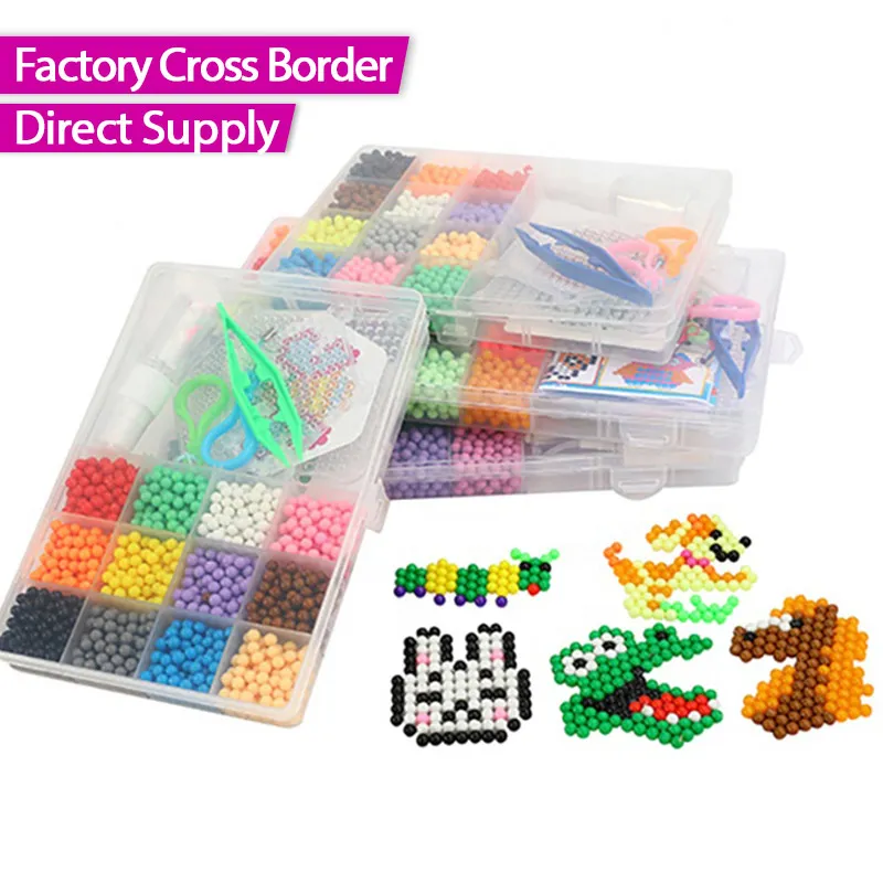 20 Colors Boxed Water Fuse Beads Kit Diy Cartoon Animal Plastic Educational Toys Water Mist Beads Set For Kids