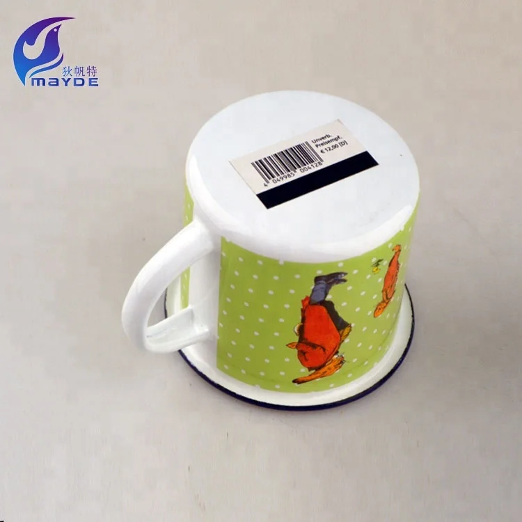Full Decal Metal Enamel Drinking Cup Accepted Logo Customized Flanging