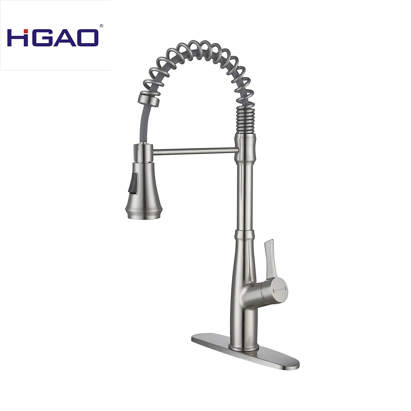Brushed nickle plate copper sink mixer tap single handle pull out kitchen faucet