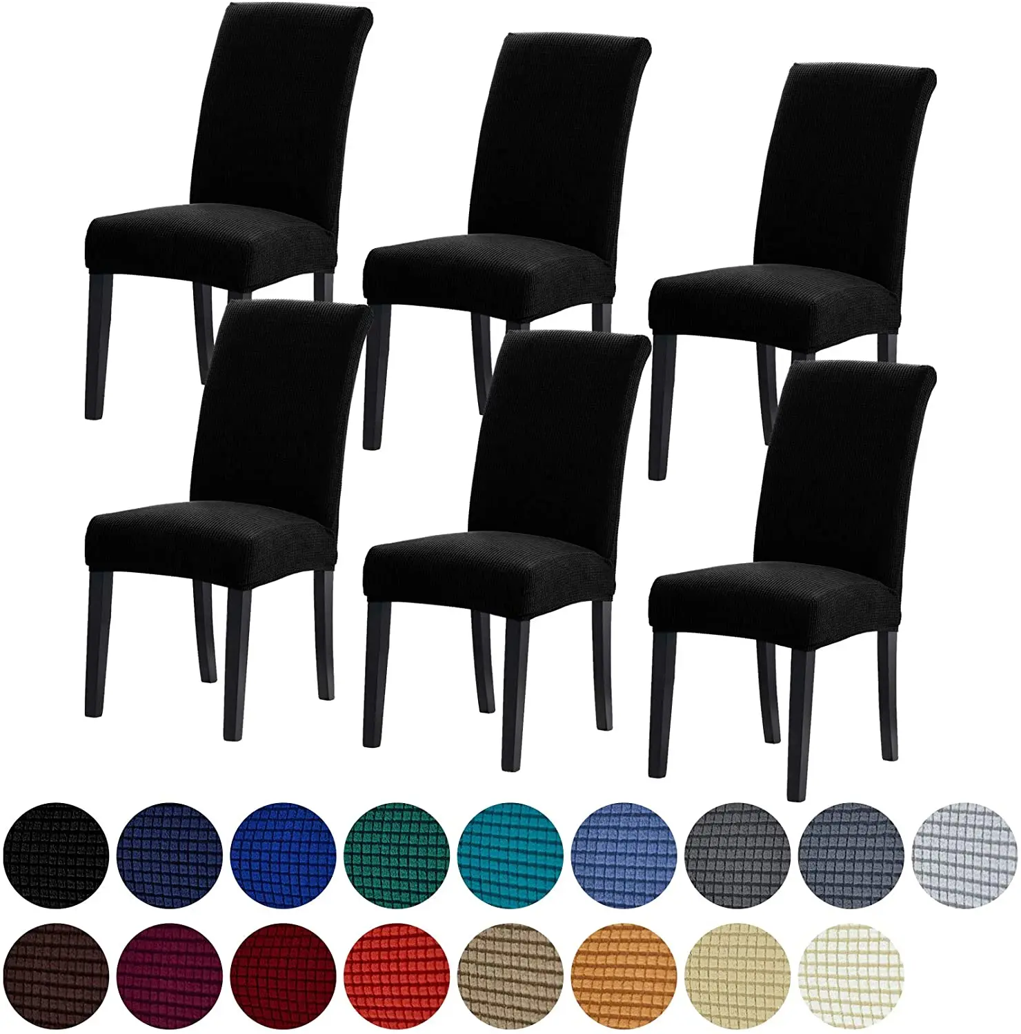 Black Color Jacquard Chair Covers Stretch For Wedding Dining Room Office Banquet Housse De Chaise Chair Cover