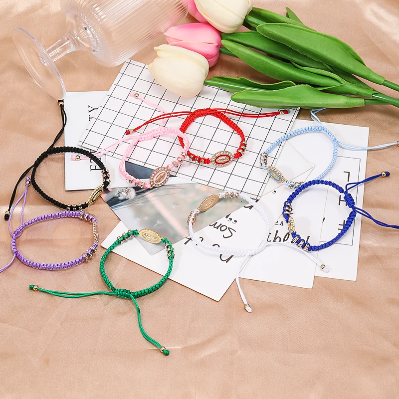 Wholesale Braid Bracelet Amulet Protection Jewelry Gold Virgin Mary Weave Catholic Bracelet
