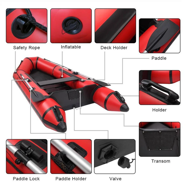 paddle dinghy inflat trailer polyvinyl chloride folding inflatable fishing rowing kayak boat