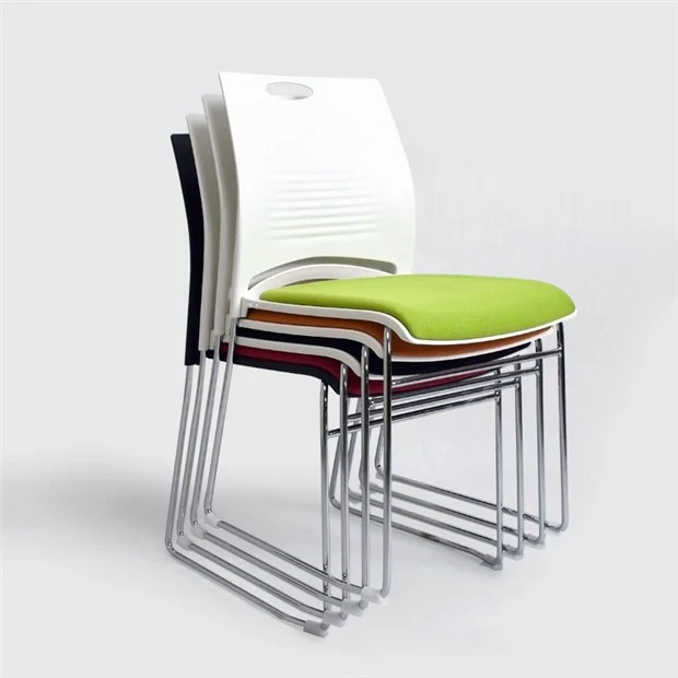 Fast Delivery Metal Frame Fabric Armless Stacking Office Chair Stackable Visitor Training Staff Used Conference Room Guest Chair