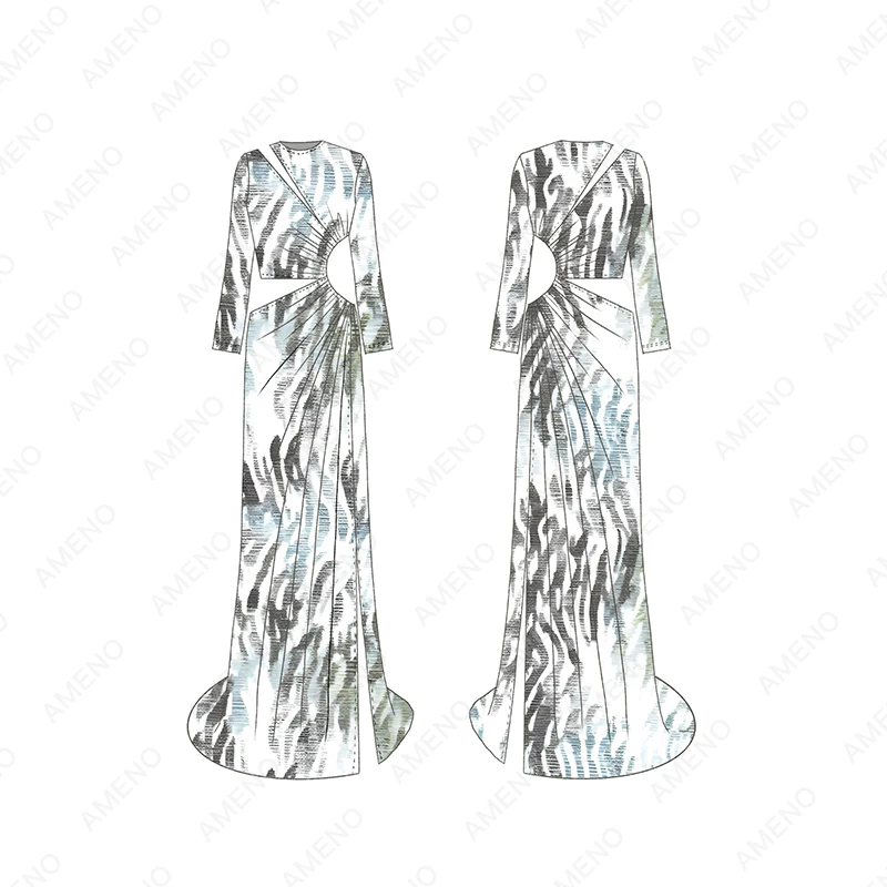 2024 New arrival long sleeve hollow out slim fit style velvet nightclub sexy dress for Party & Club