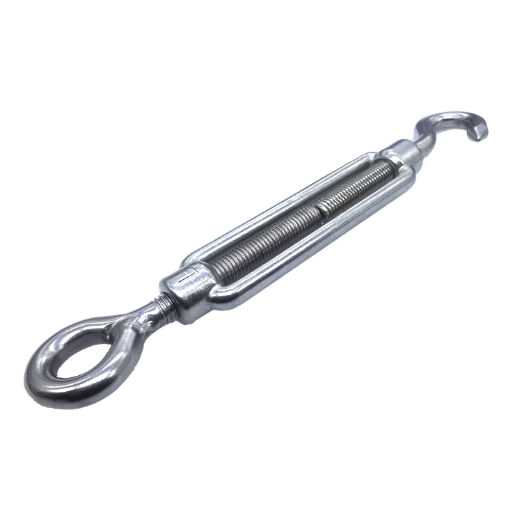 DIN 1480 Stainless Steel hook & hook Turn buckle with open body, Marine wire rope fittings turnbuckles