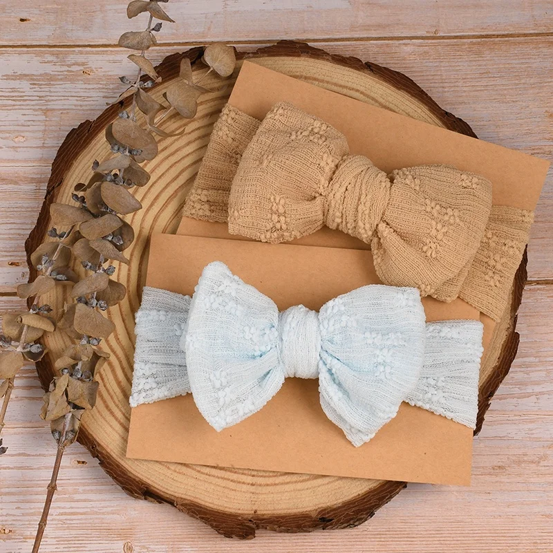 YiYuan Hot Sale Toddler Soft Lace Fabric Headwraps Wide Elastic Turban Hairbands Baby Girl Hair Bow Children Hair Accessories