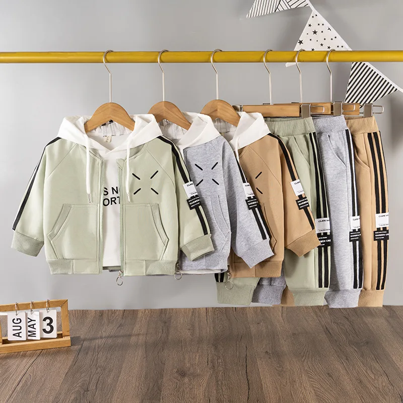 Hoodie sports 3 pieces set cotton baby boy clothes 3 years 2024