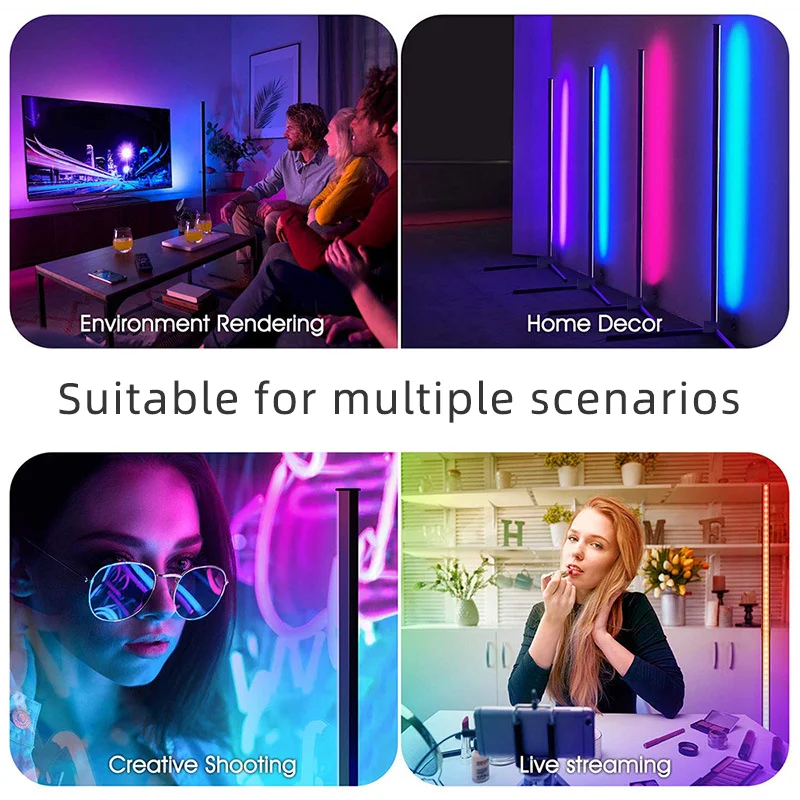 LED Corner Floor Lamp RGB Floor Lamp Works with Remote and WiFi App, Color Changing Corner LED Lamp with 16 Million DIY Colors