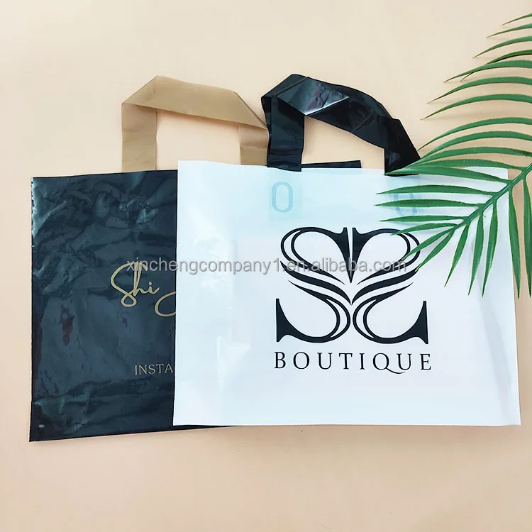 Customized Logo Pink Shop Boutique Gifts Handle Bag Stocking Sizes Reusable Carry Bag Promotion Plastic Bag