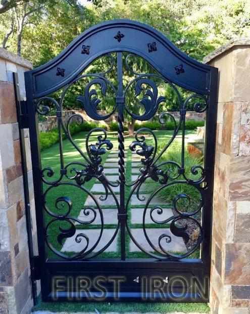 Single swing outdoor garden wrought iron gate
