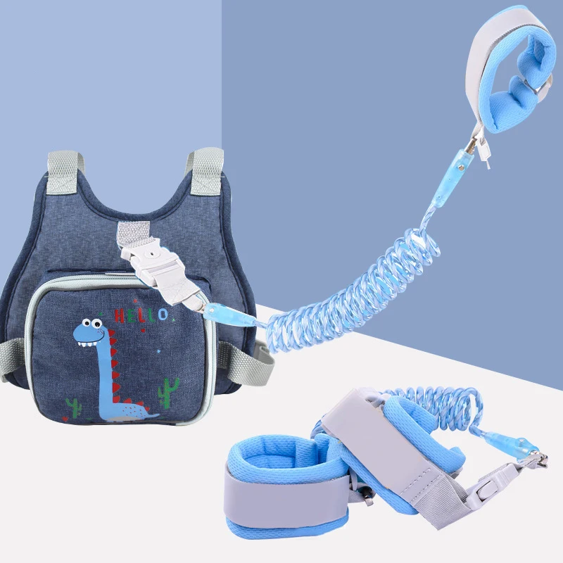 Durable 2.5m Length Steel Spring Leash Children Anti Lost Wrist Link Kid Walking Safety Harnesses with Storage Bag
