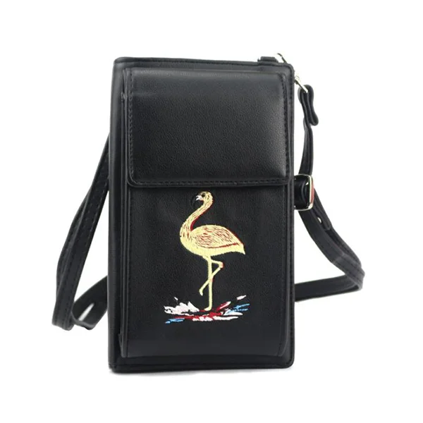 
PB012 Hot sale fashion printing pu leather ladies small crossbody cell phone wallet card holder 