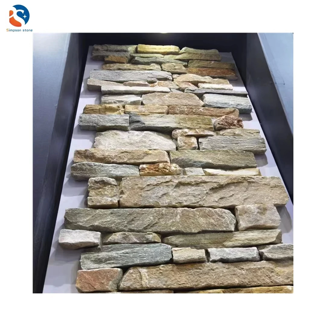 PU stone, Polyurethane Artificial stone stacked culture stone veneer slate facade design  schist  wall cladding
