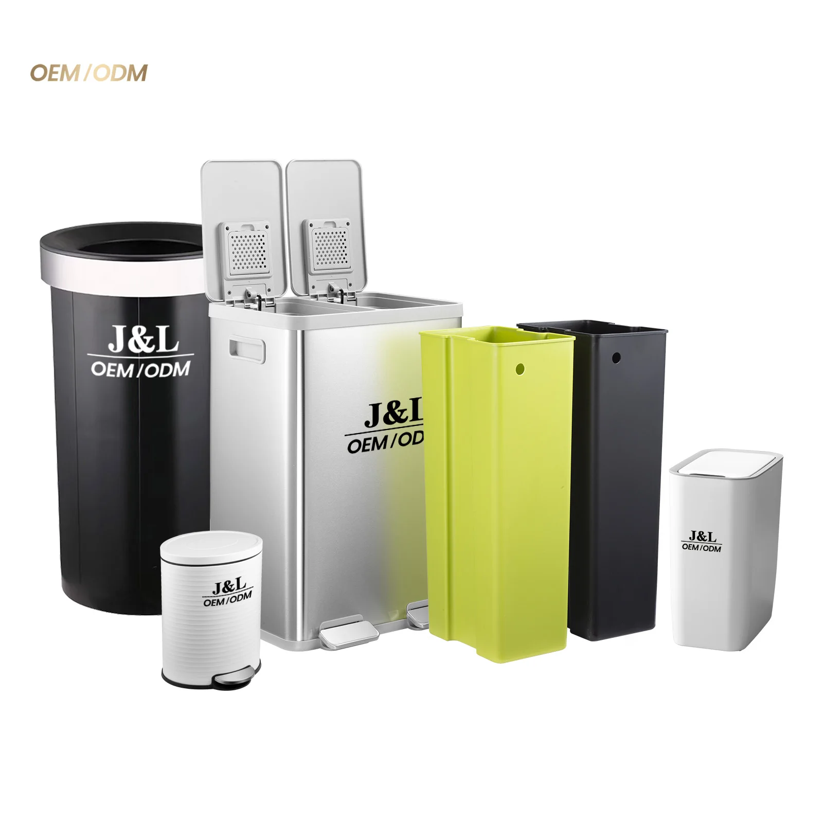 2024 OEM J&L Large Capacity Black Trash Can ABS Non-Lid Waste Bin for Active Environments Open Top 65L Waste Container