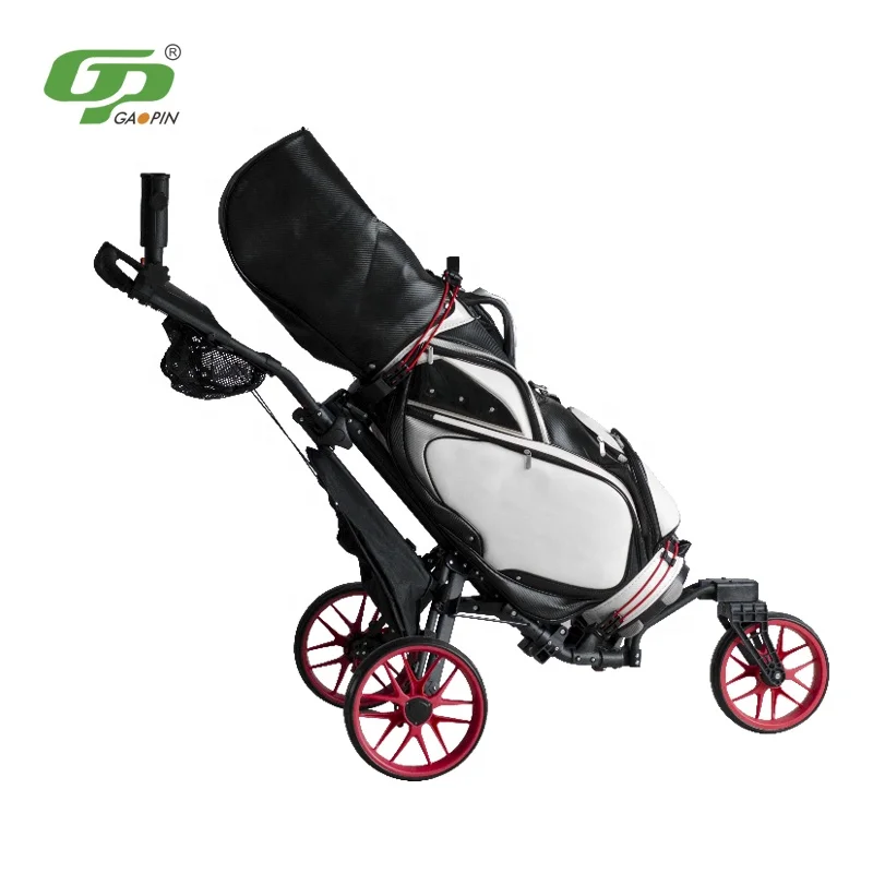 Hot Sales 360 Degree Rotating Front Wheel Aluminum Easy Folding 3 Wheels Golf Trolley Compact Golf Push Trolley for Clubs