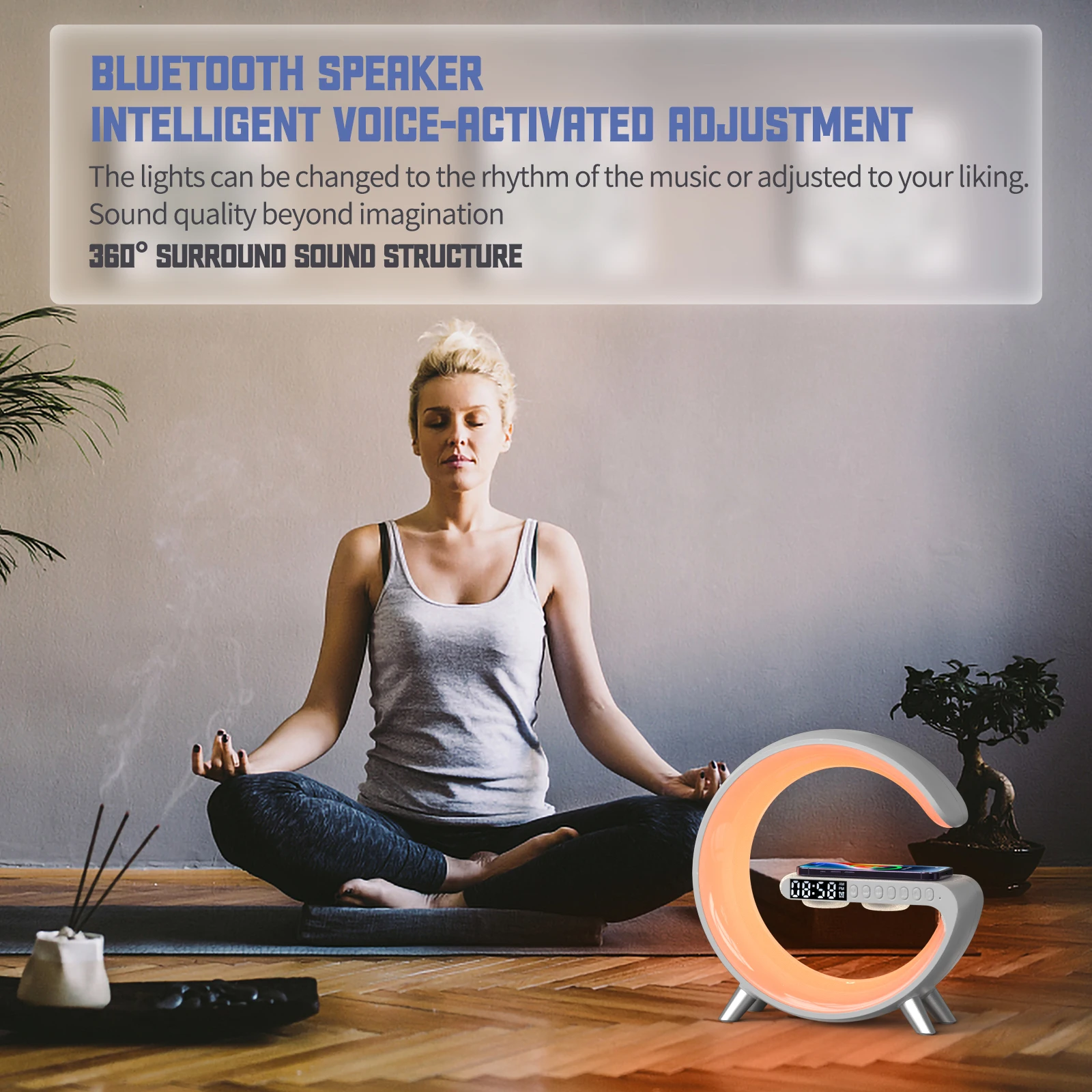 N69 Multifunction Alarm clock BT 5.0 Speakers LED Night light lamp Bass Hifi Wireless Speaker support Fast Qi Wireless Charging